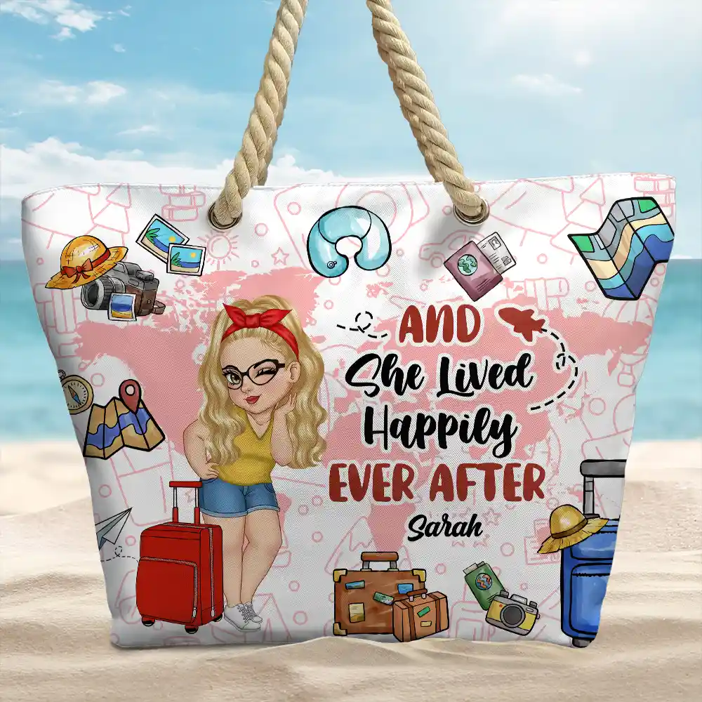 Travel Is My Therapy - Personalized Beach Bag - Image 2