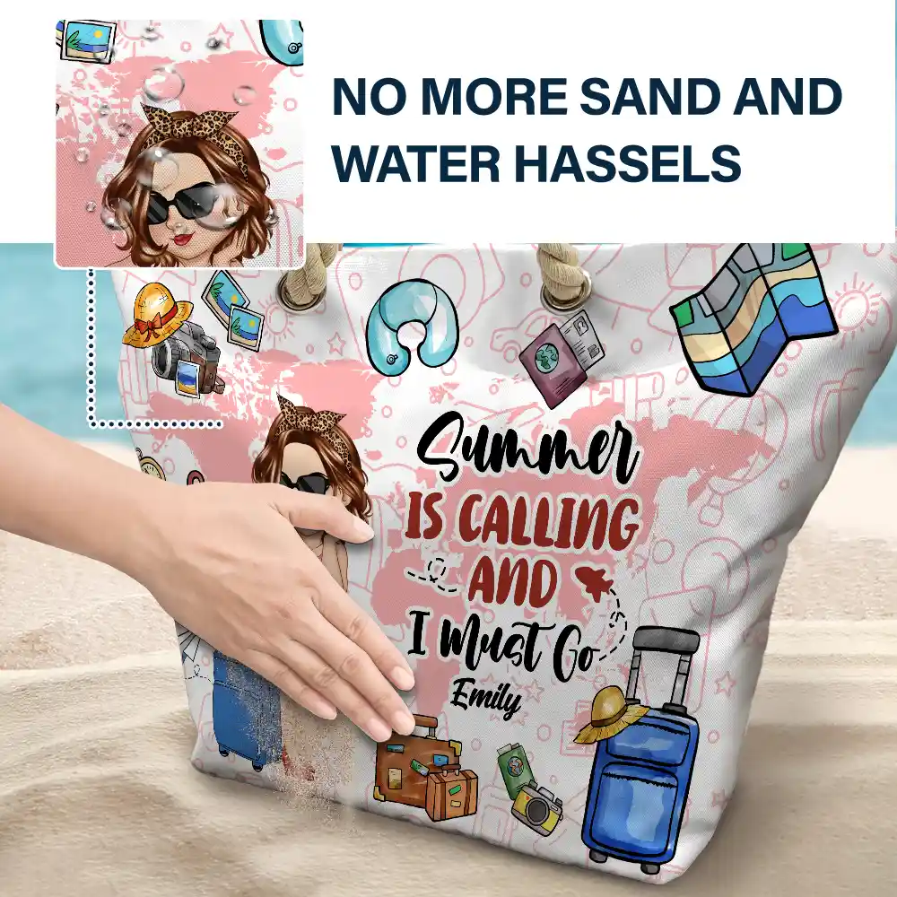 Travel Is My Therapy - Personalized Beach Bag - Image 6