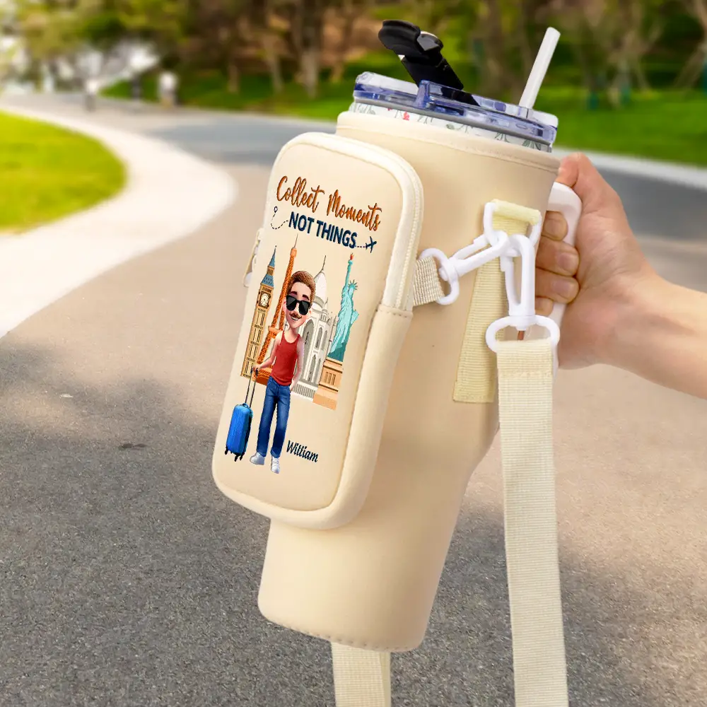 Travel Is My Therapy - Personalized Bottle Carrier Bag - Image 2