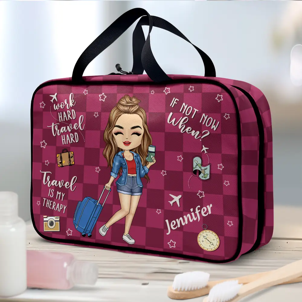 Travel Is My Therapy - Personalized Toiletry Bag - Image 2