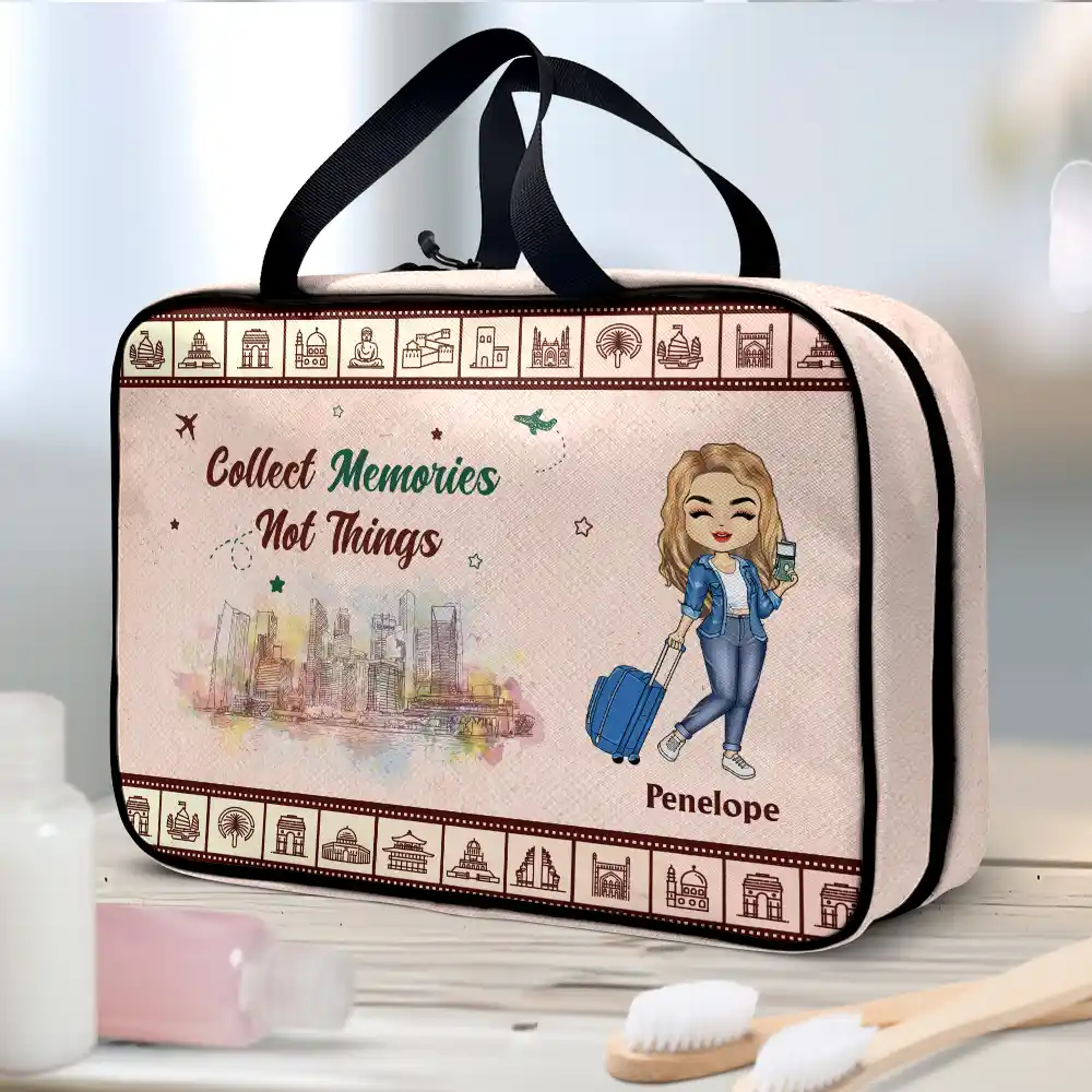 Travel Is My Therapy Vintage - Personalized Toiletry Bag - Image 2