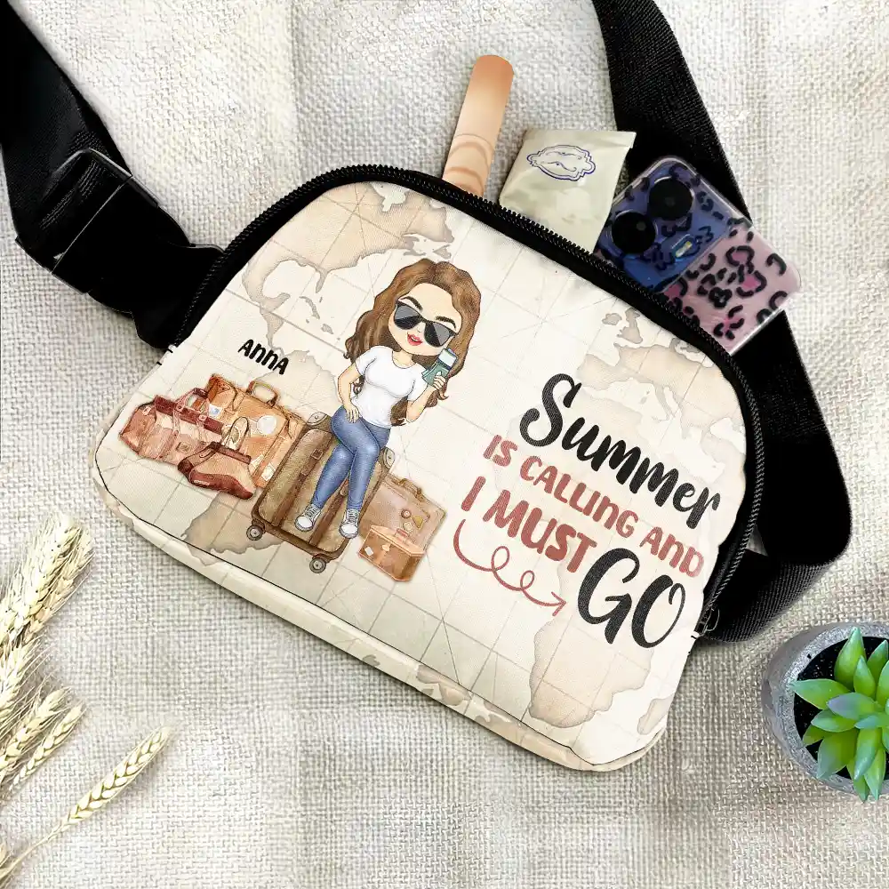 Travel Is My Therapy Vintage World Map - Personalized Crossbody Belt Bag - Image 2