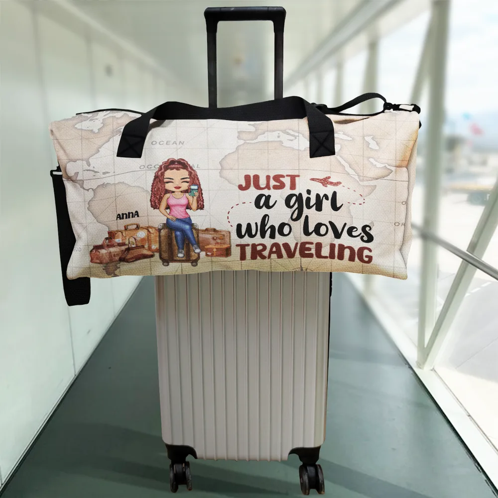 Travel Is My Therapy Vintage World Map - Personalized Duffle Bag - Image 2