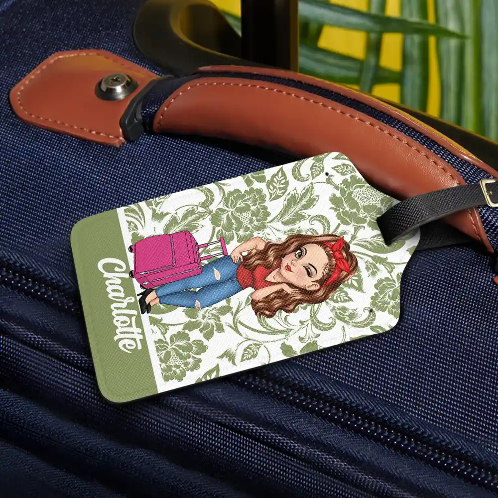 Travel Lovers Floral Pattern - Personalized Luggage Tag - Image 2
