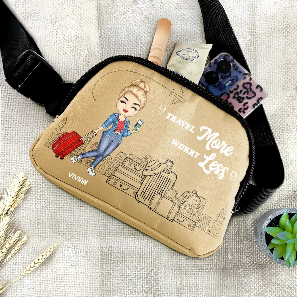 Travel More Worry Less - Personalized Crossbody Belt Bag - Image 2