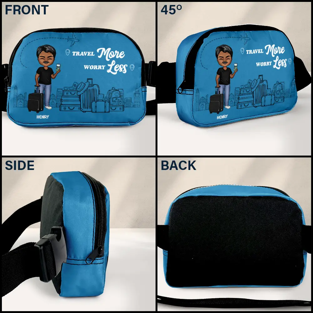 Travel More Worry Less - Personalized Crossbody Belt Bag - Image 3