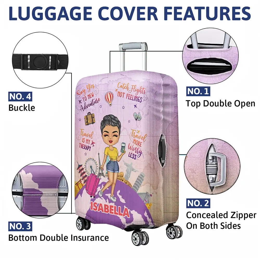 Travel More Worry Less - Personalized Luggage Cover - Image 4