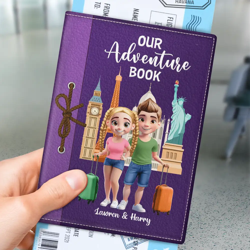 Travel Our Adventure Book 3D Effect - Personalized Passport Cover, Passport Holder - Image 4