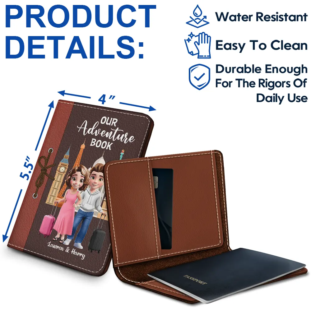 Travel Our Adventure Book 3D Effect - Personalized Passport Cover, Passport Holder - Image 5