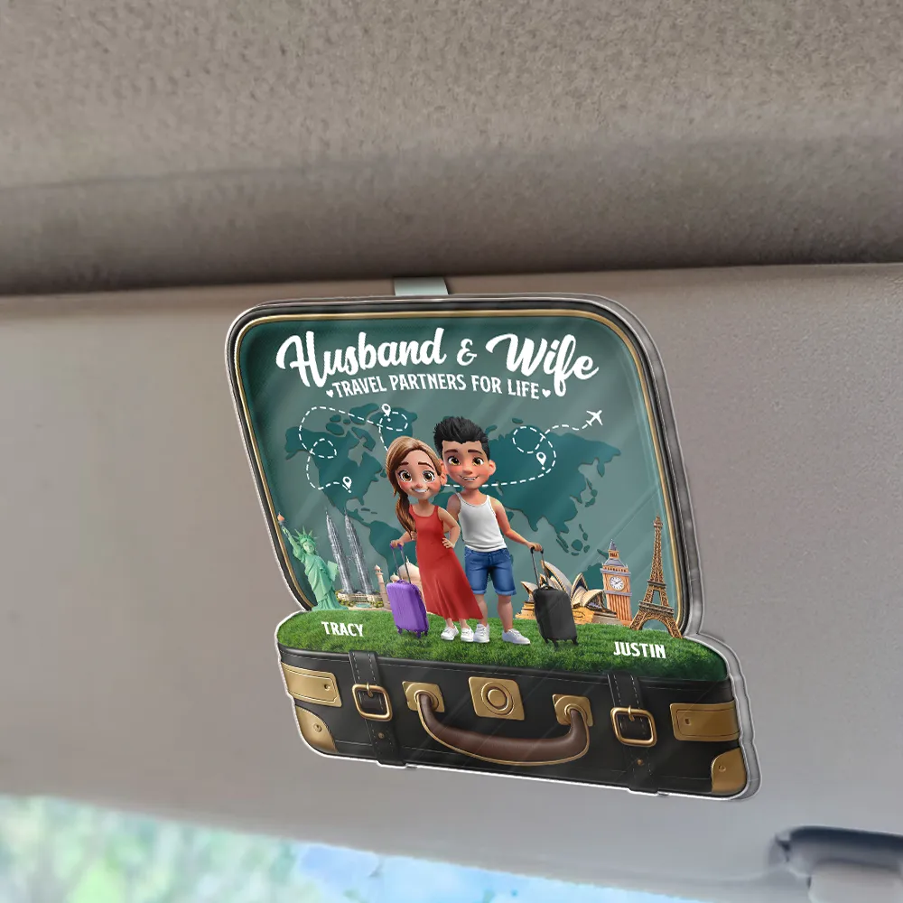 Travel Partners For Life - Personalized Custom Shaped Acrylic Car Visor Clip - Image 2