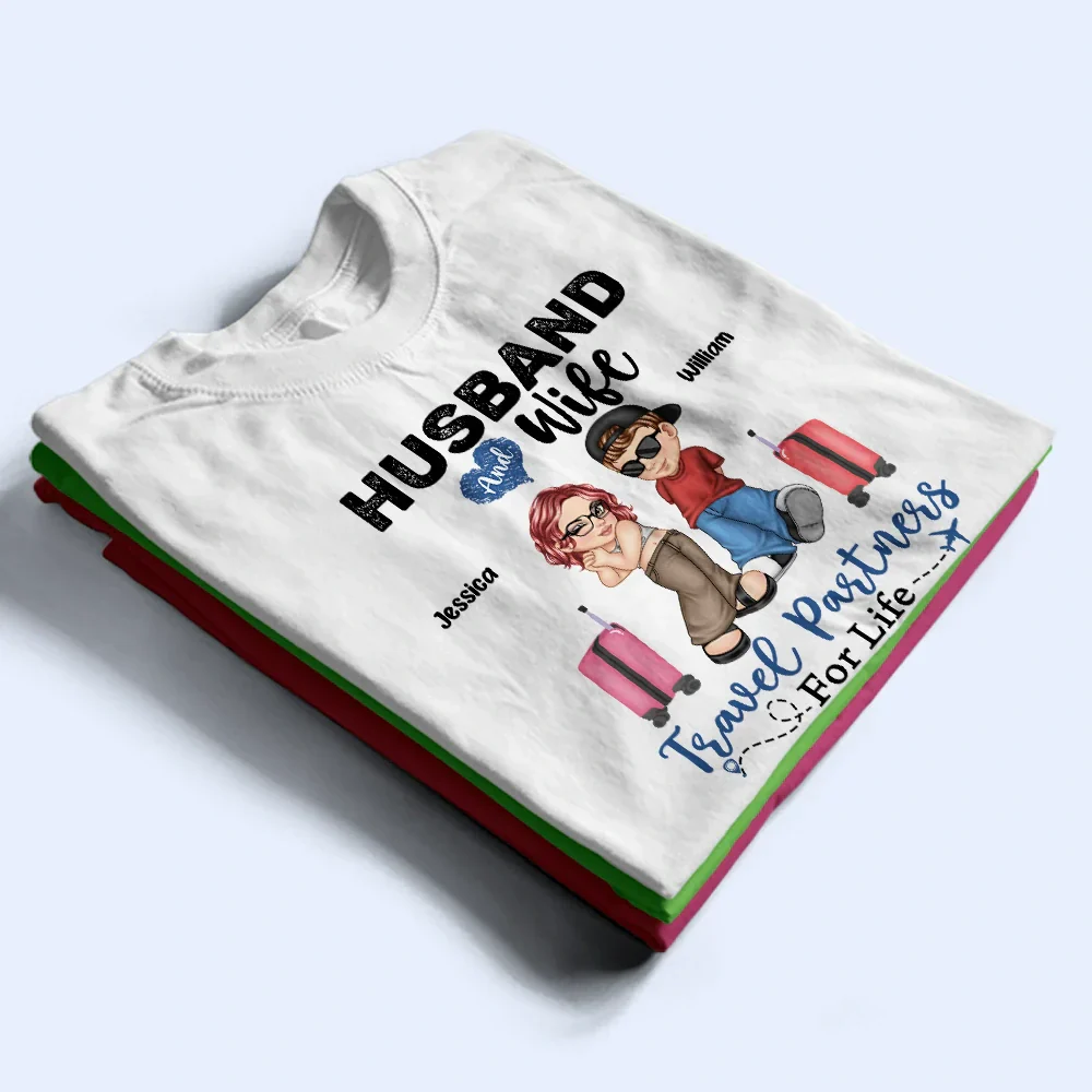 Travel Partners For Life Y2K Couple - Personalized T Shirt - Image 2