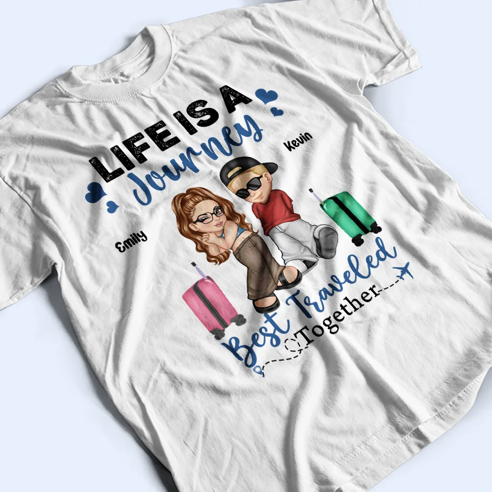 Travel Partners For Life Y2K Couple - Personalized T Shirt - Image 3