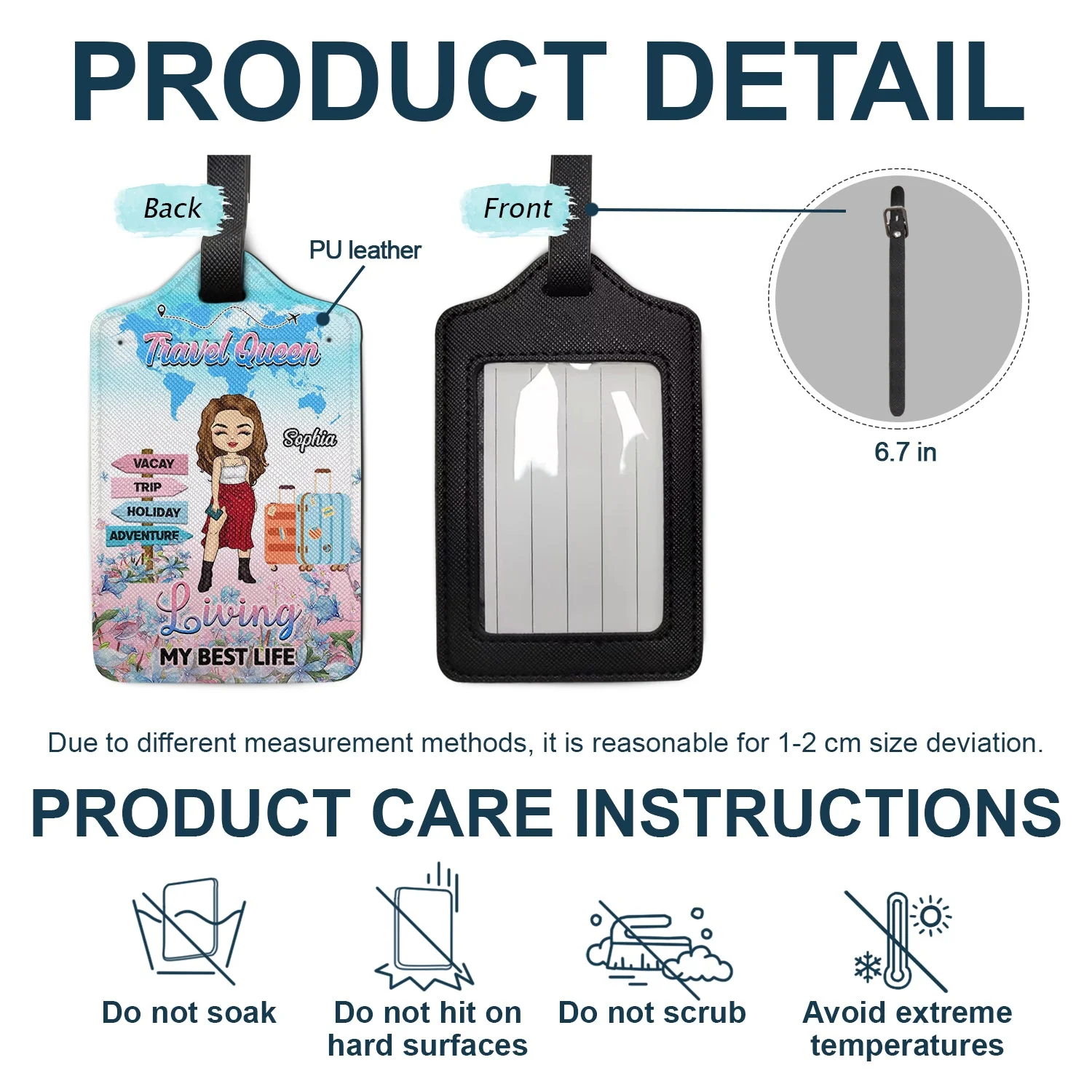 Travel Queen - Gift For Traveling Lovers - Personalized Luggage Tag - Image 4