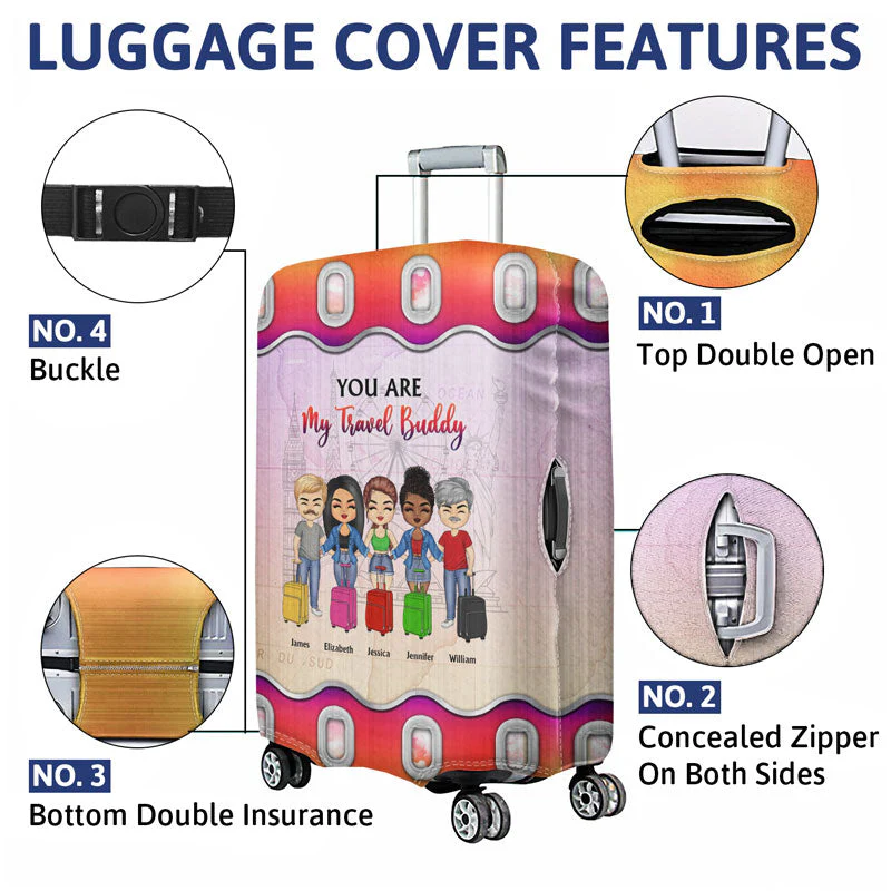 Traveling Best Friends Catch Flights Not Feelings - Gift For BFF, Sisters - Personalized Custom Luggage Cover - Image 4