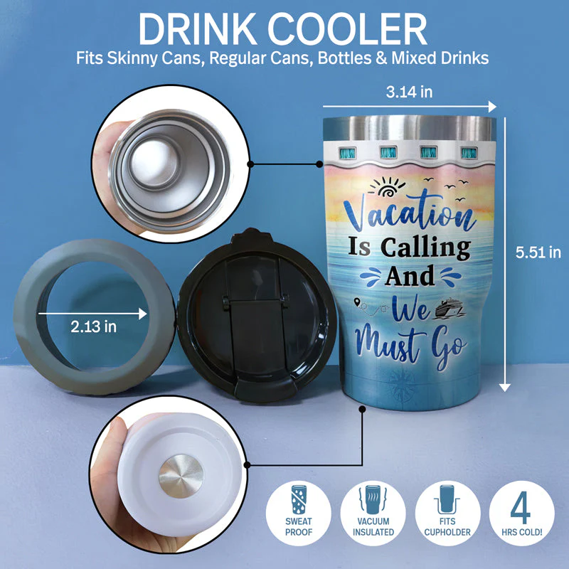 Traveling Best Friends Life Is Better On A Cruise With Best Friends - Gift For BFF, Sisters - Personalized Custom Triple 3 In 1 Can Cooler - Image 4