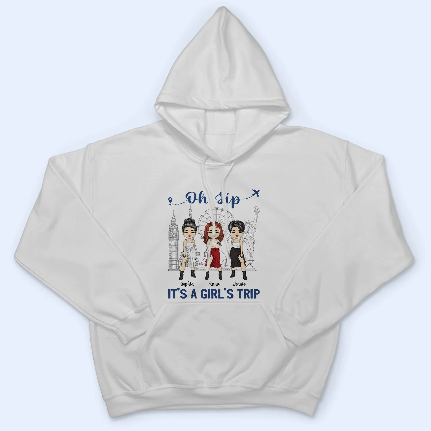 Traveling Bestie Oh Sip It's A Girl Trip - Gift For Bestie - Personalized Custom T Shirt - Image 4
