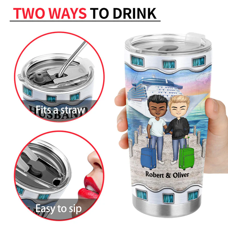 Traveling Couple Husband And Wife Cruising Partners For Life - Gift For Couples - Personalized Custom Tumbler - Image 4