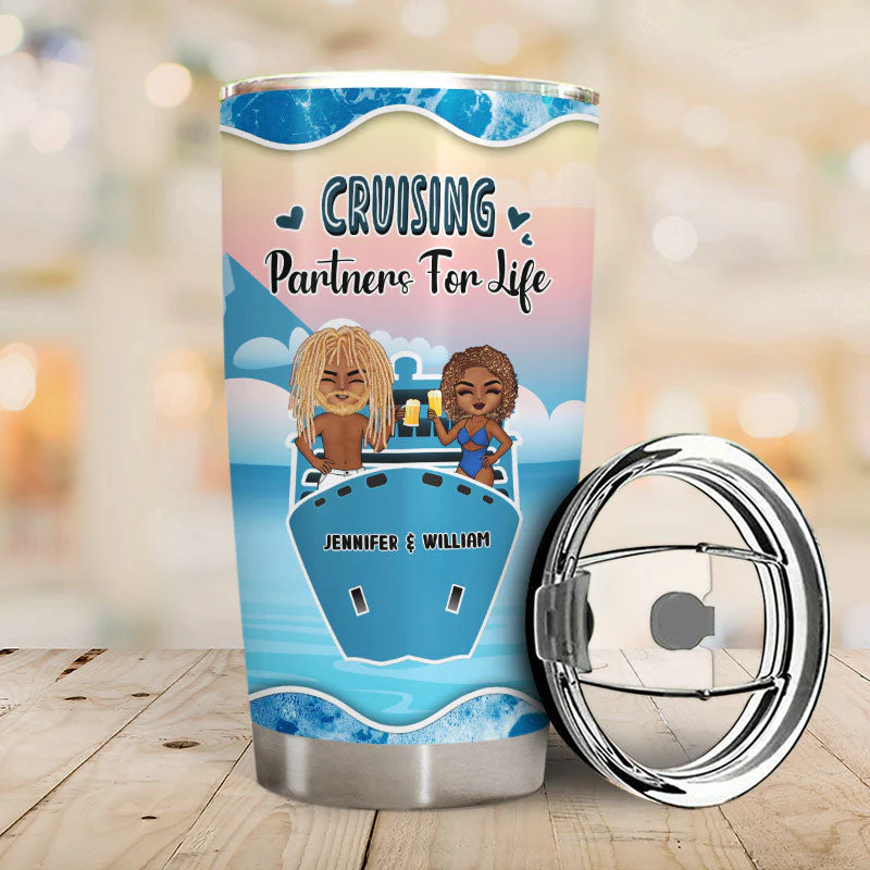 Traveling Cruise Couple Husband And Wife Cruising Partners - Personalized Custom Tumbler - Image 2