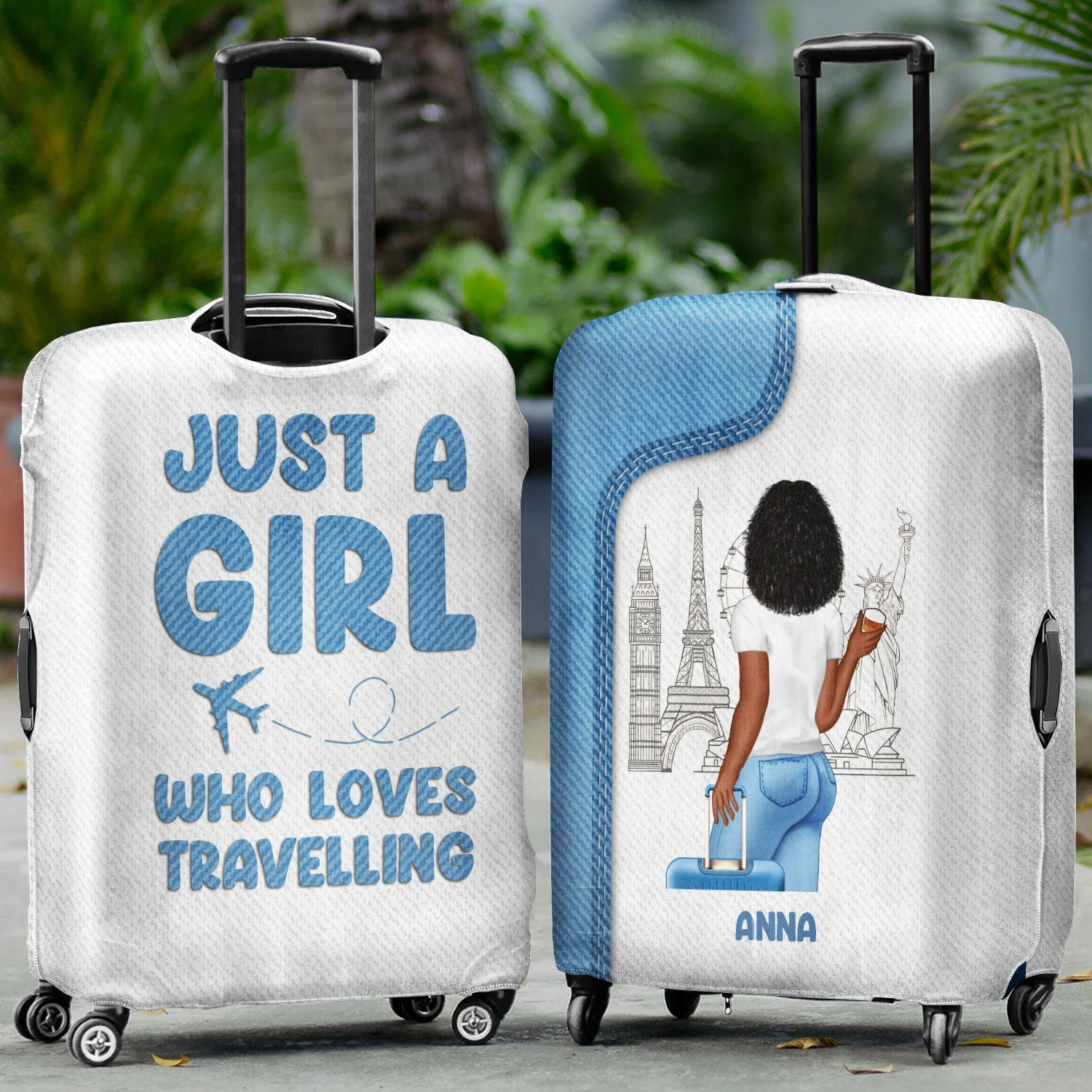 Traveling Just A Girl Boy Who Loves Traveling - Gift For Travelers - Personalized Custom Luggage Cover - Image 2