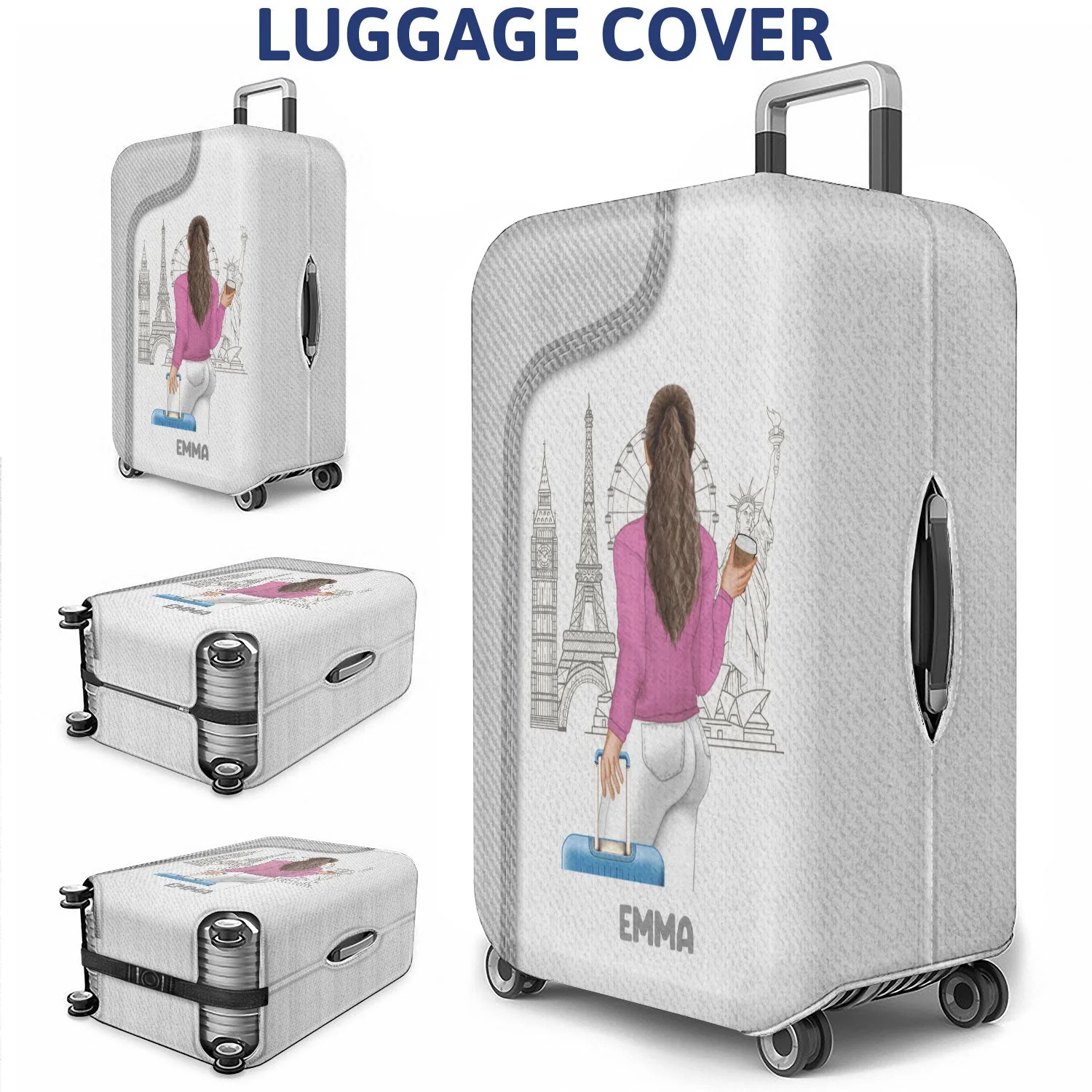 Traveling Just A Girl Boy Who Loves Traveling - Gift For Travelers - Personalized Custom Luggage Cover - Image 3