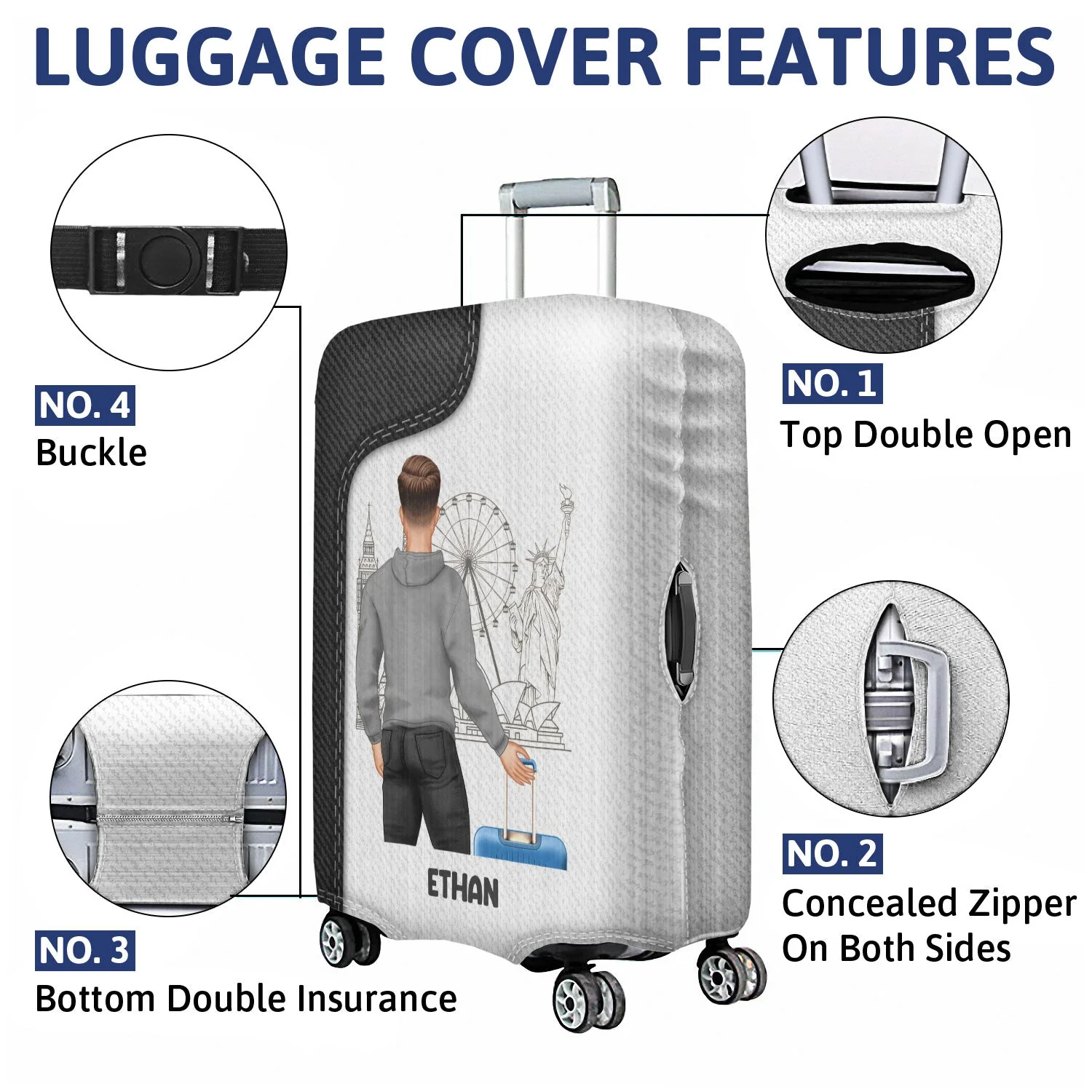 Traveling Just A Girl Boy Who Loves Traveling - Gift For Travelers - Personalized Custom Luggage Cover - Image 4