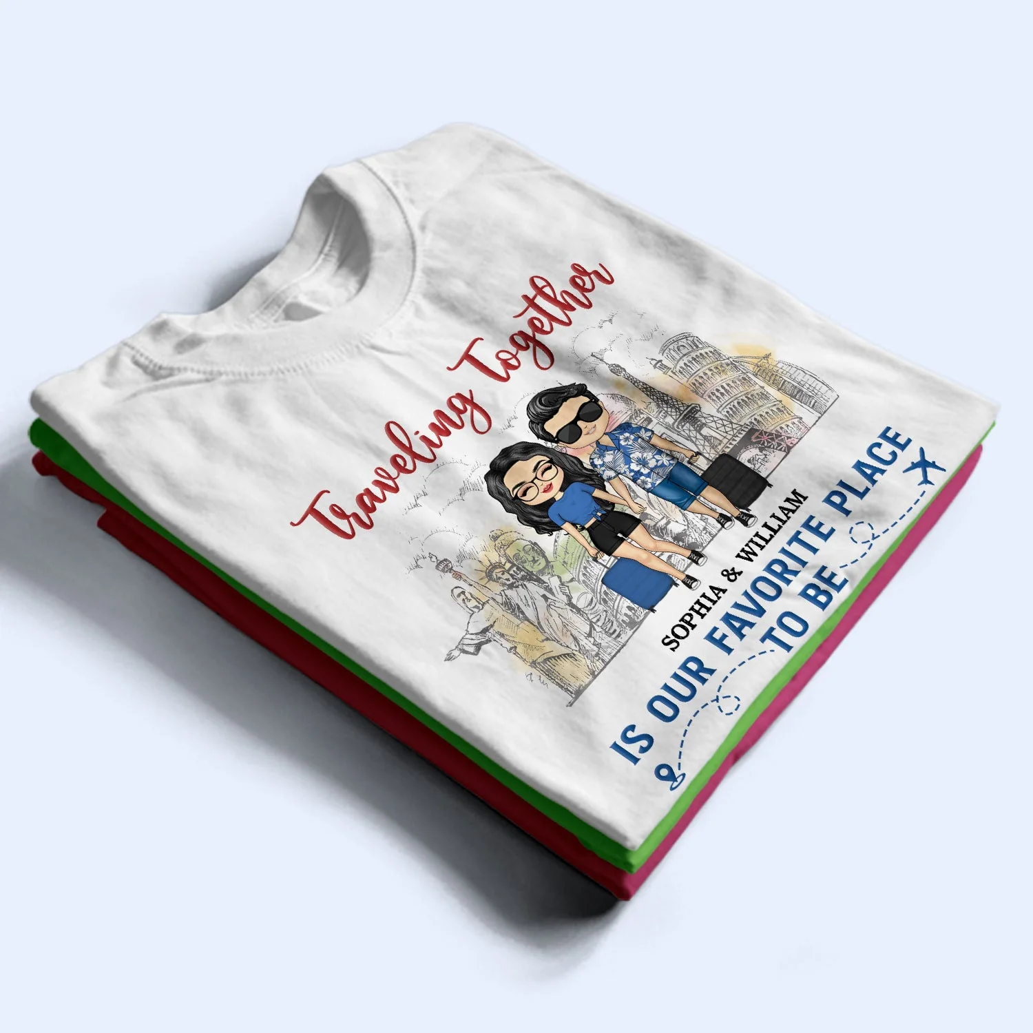 Traveling Together Is Our Favorite Place To Be - Couple Gift - Personalized Custom T Shirt - Image 2