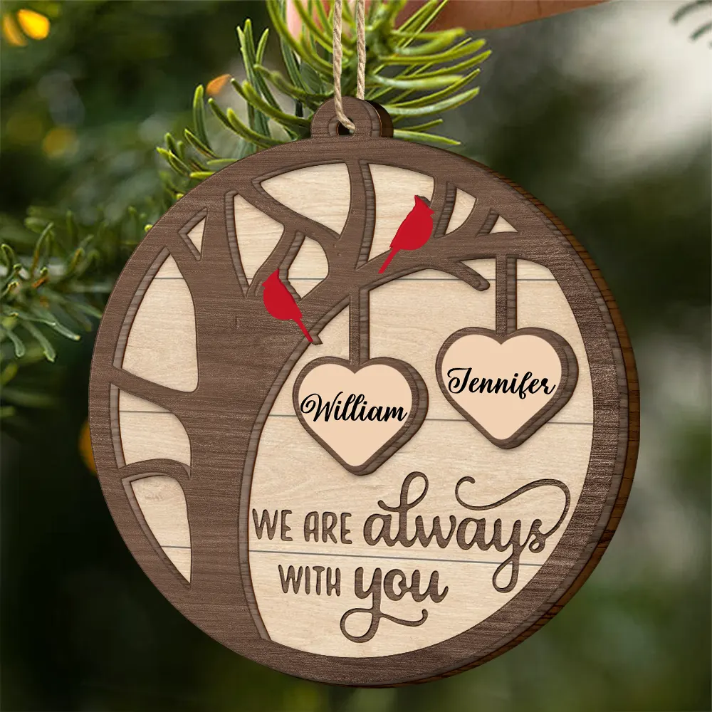 Tree Branch Cardinals I Am Always With You - Personalized 2-Layered Wooden Ornament - Image 2