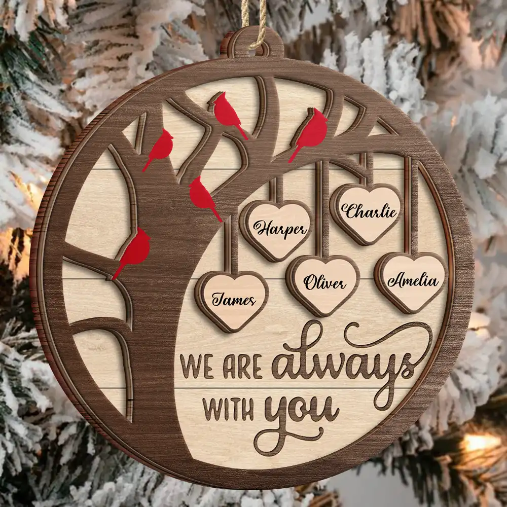 Tree Branch Cardinals I Am Always With You - Personalized 2-Layered Wooden Ornament - Image 3