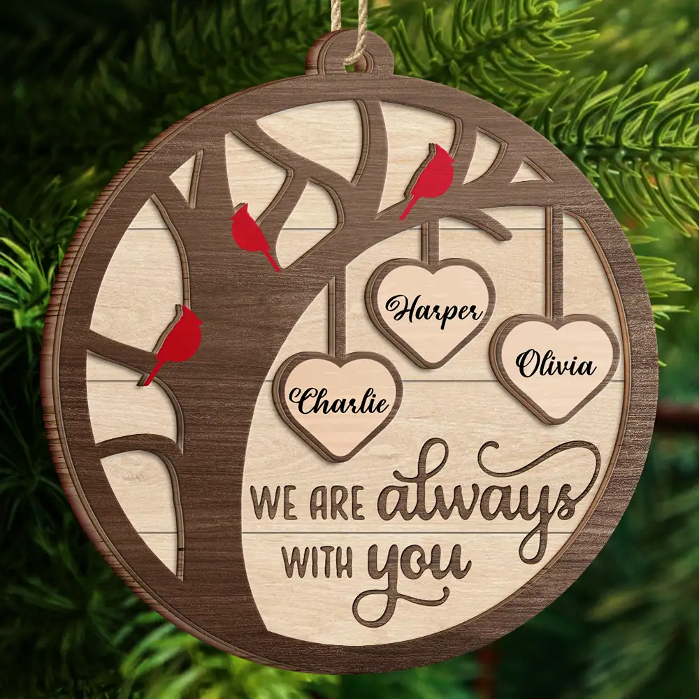 Tree Branch Cardinals I Am Always With You - Personalized 2-Layered Wooden Ornament - Image 4