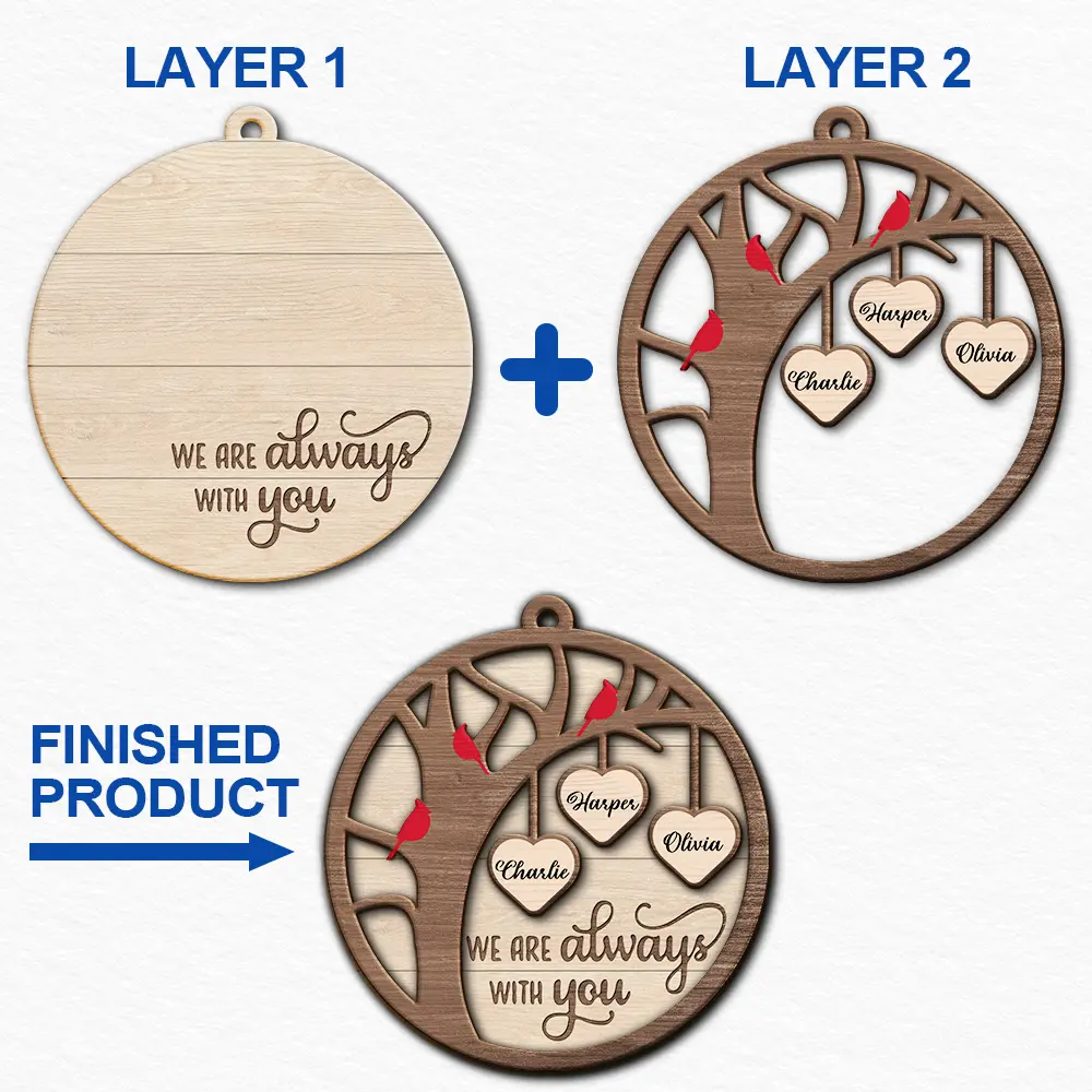 Tree Branch Cardinals I Am Always With You - Personalized 2-Layered Wooden Ornament - Image 6