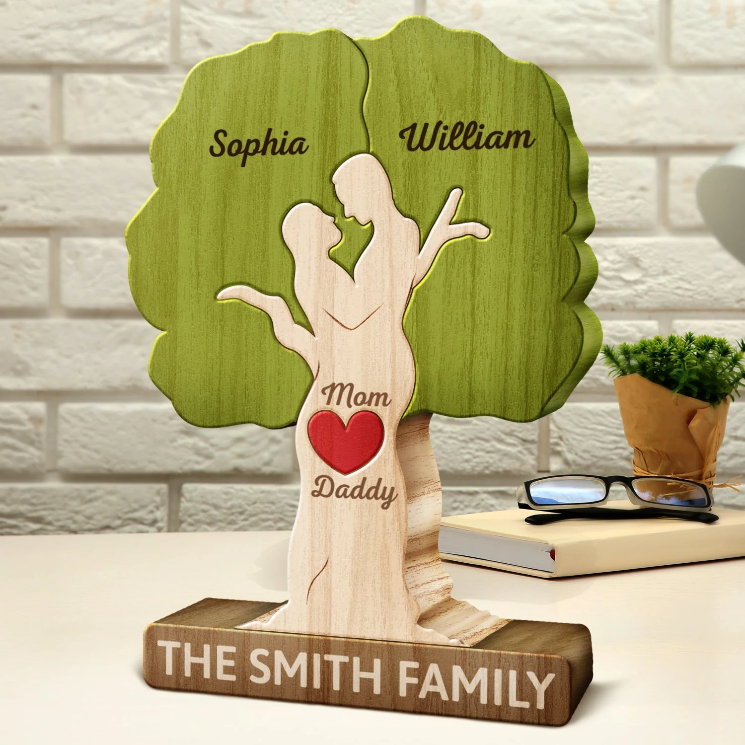 Tree Family - Gift For Mother, Father, Family - Personalized Custom Shaped Wooden Puzzle - Image 2
