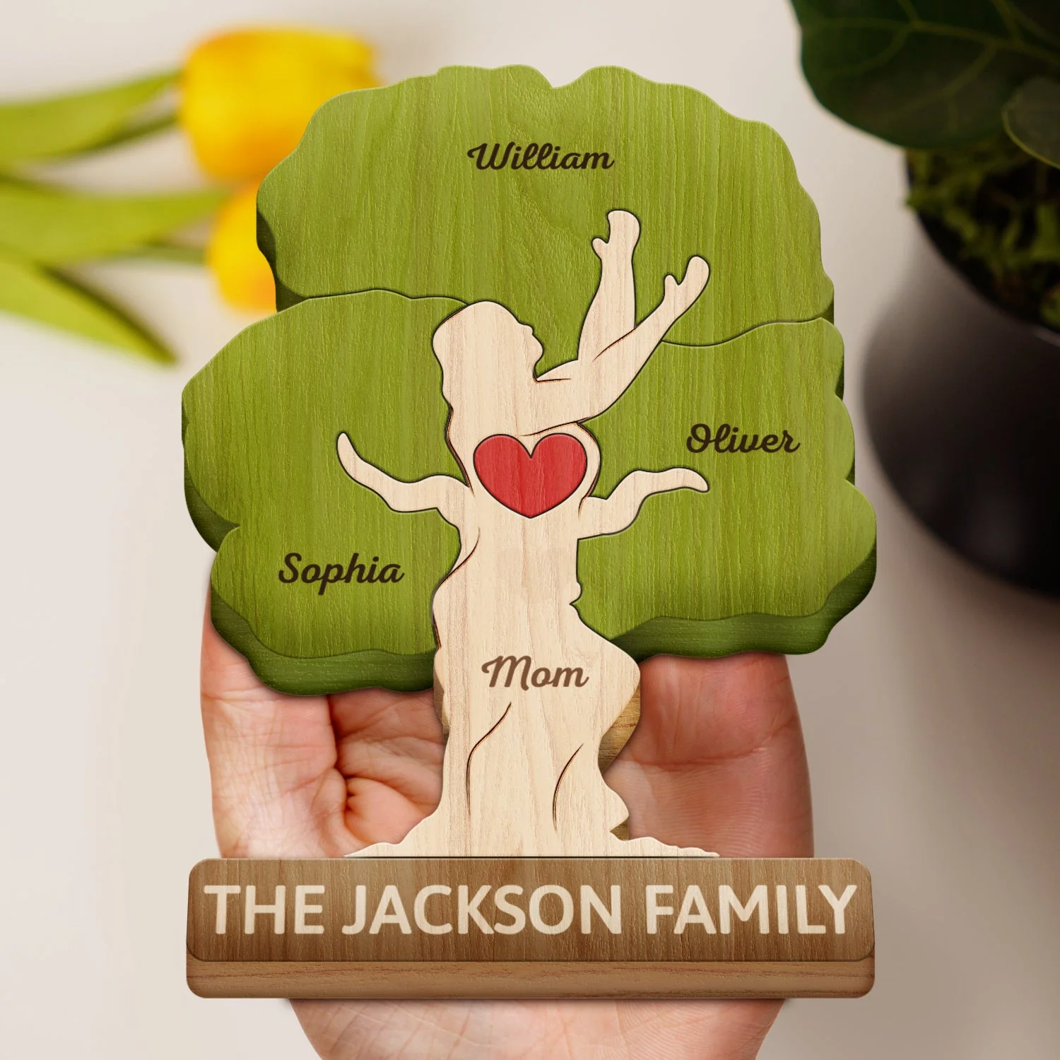 Tree Family - Gift For Mother, Father, Family - Personalized Custom Shaped Wooden Puzzle - Image 4
