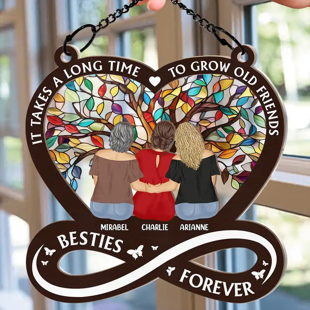 Tree Of Life It Takes A Long Time To Grow An Old Friend - Personalized Window Hanging Suncatcher Ornament - Image 2