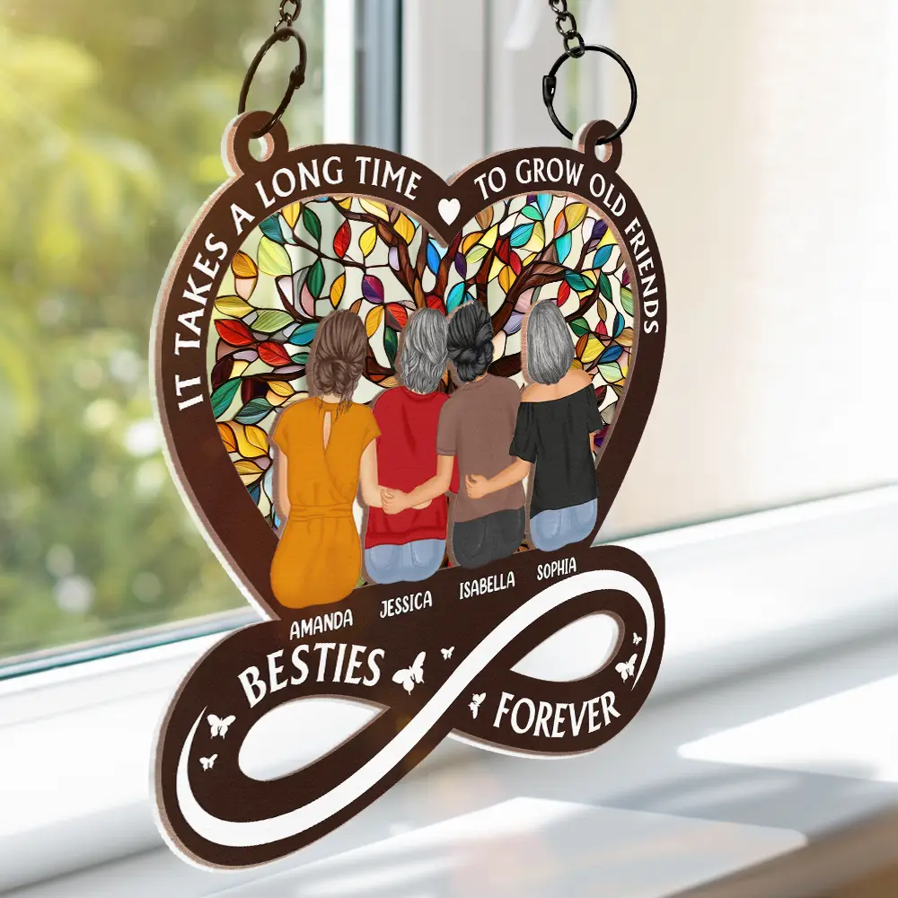 Tree Of Life It Takes A Long Time To Grow An Old Friend - Personalized Window Hanging Suncatcher Ornament - Image 3