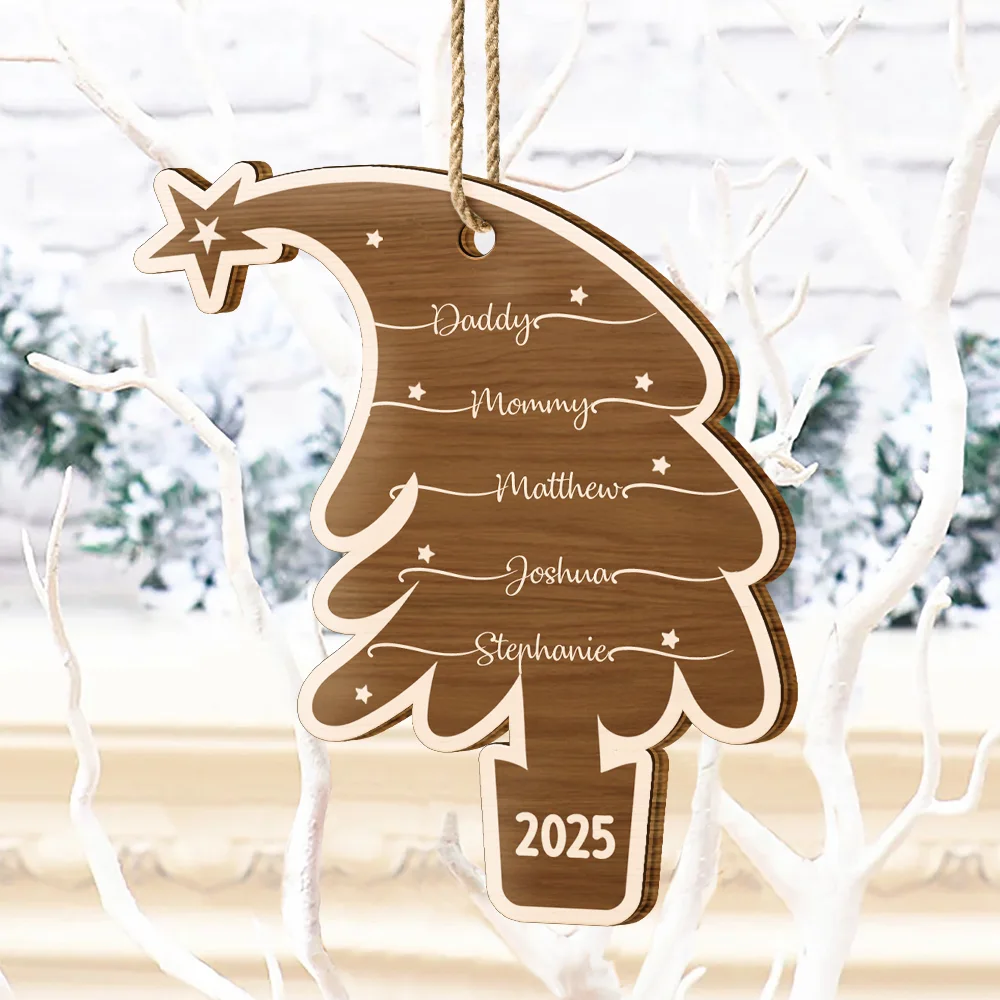 Tree With Family Names - Personalized Custom Shaped Wooden Ornament - Image 4