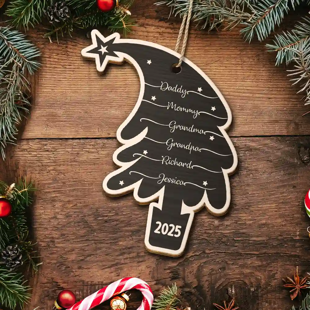 Tree With Family Names - Personalized Custom Shaped Wooden Ornament - Image 5