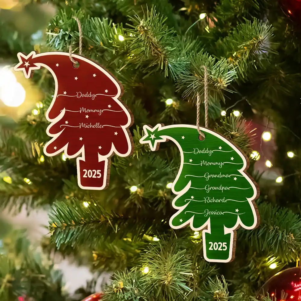 Tree With Family Names - Personalized Custom Shaped Wooden Ornament - Image 6