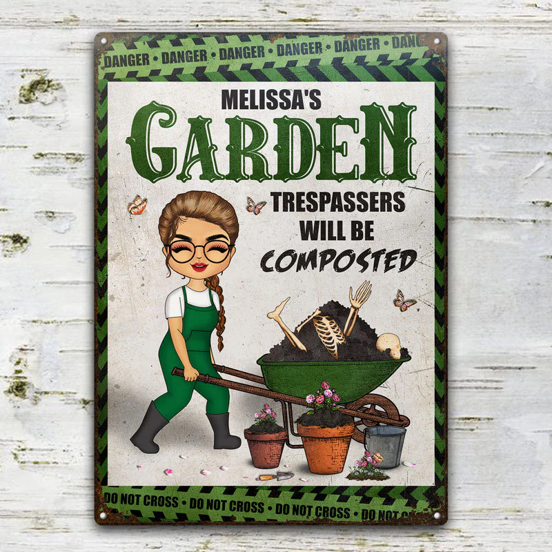 Trespassers Will Be Composted - Garden Decoration - Personalized Custom Classic Metal Signs - Image 2