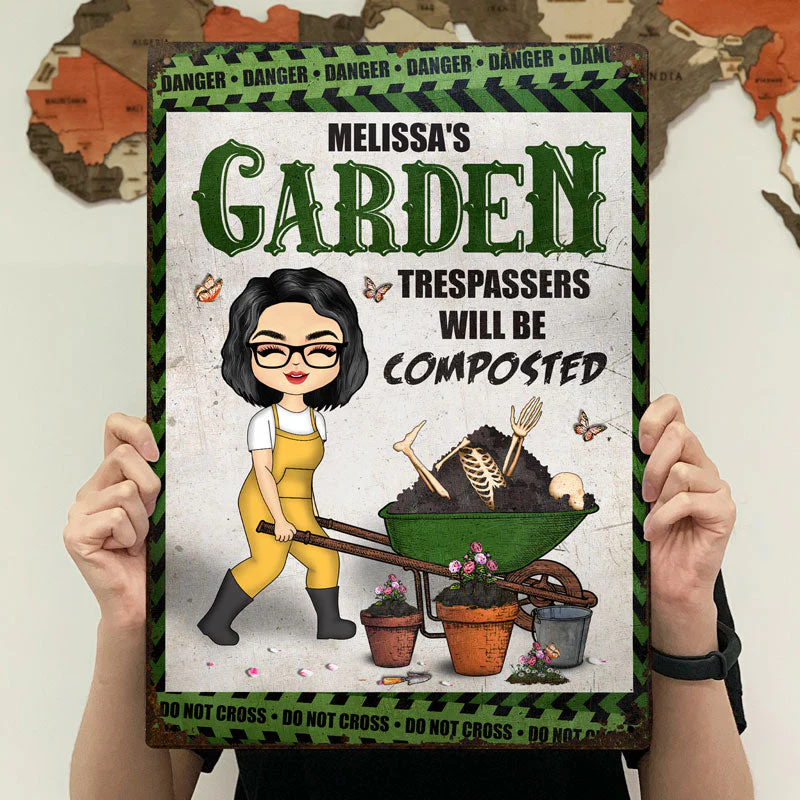 Trespassers Will Be Composted - Garden Decoration - Personalized Custom Classic Metal Signs - Image 4