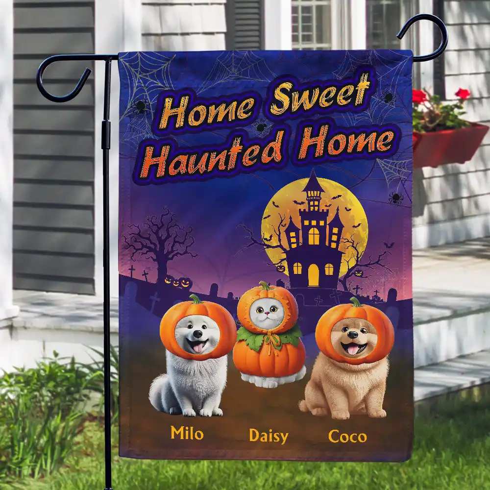 Trick Or Treat With Pets In Halloween Costume - Personalized Flag - Image 3