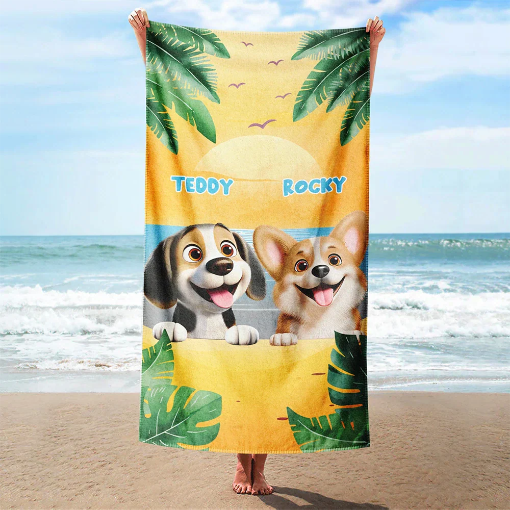 Tropical Dogs Make Life Better - Personalized Beach Towel - Image 2