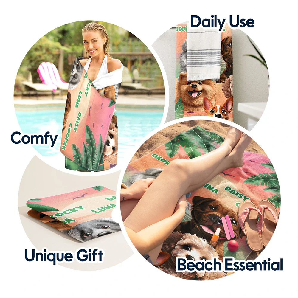 Tropical Dogs Make Life Better - Personalized Beach Towel - Image 5