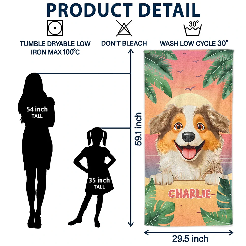 Tropical Dogs Make Life Better - Personalized Beach Towel - Image 6