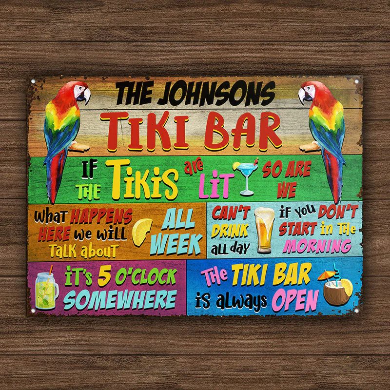 Tropical Parrot Tiki Bar Is Always Open Horizontal Custom Classic Metal Signs - Image 4