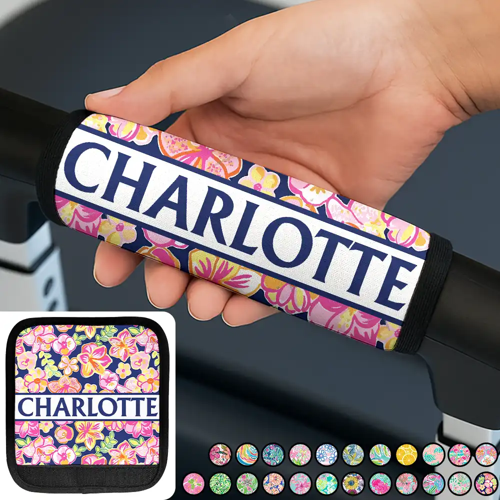 Tropical Pattern Name - Personalized Luggage Handle Wrap