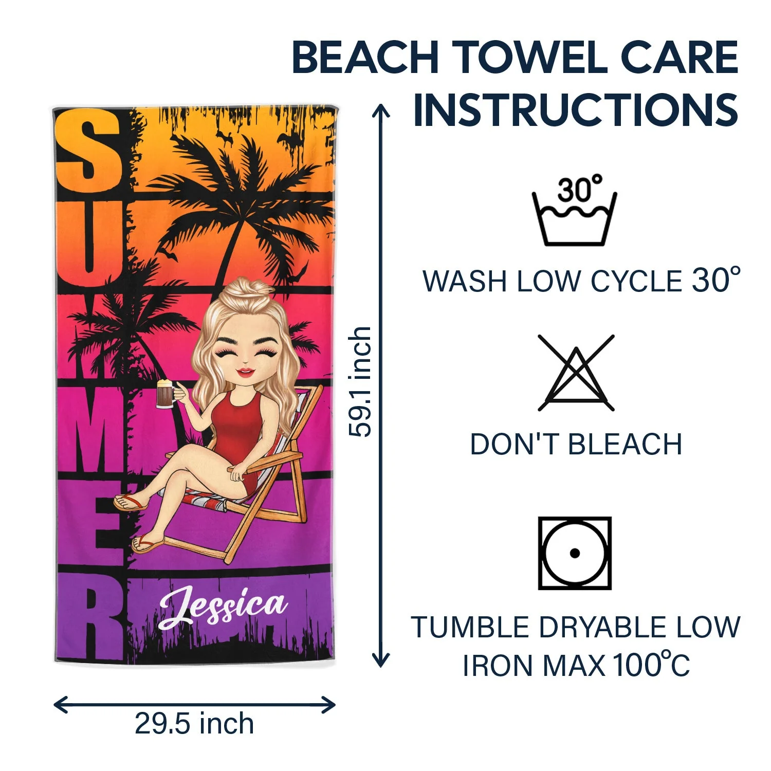Tropical Sea Ocean Beach Pool Summer Vacation - Birthday Gift For Him, Her, Yourself, Girlfriend, Boyfriend, BFF Best Friends, Traveling Lovers - Personalized Custom Beach Towel - Image 6