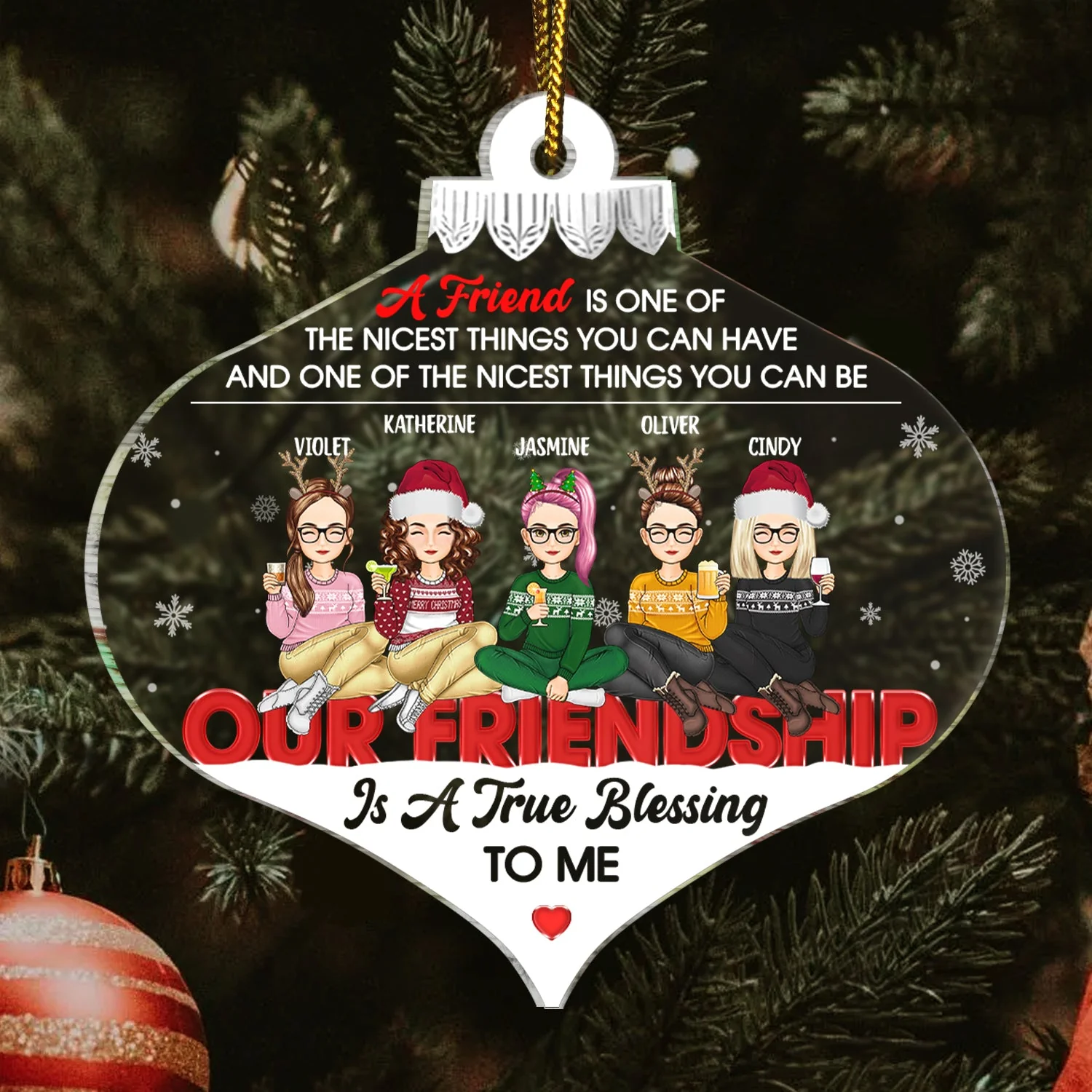True Blessing To Me - Christmas Gift For Bestie - Personalized Custom Shaped Acrylic Ornament - Image 3