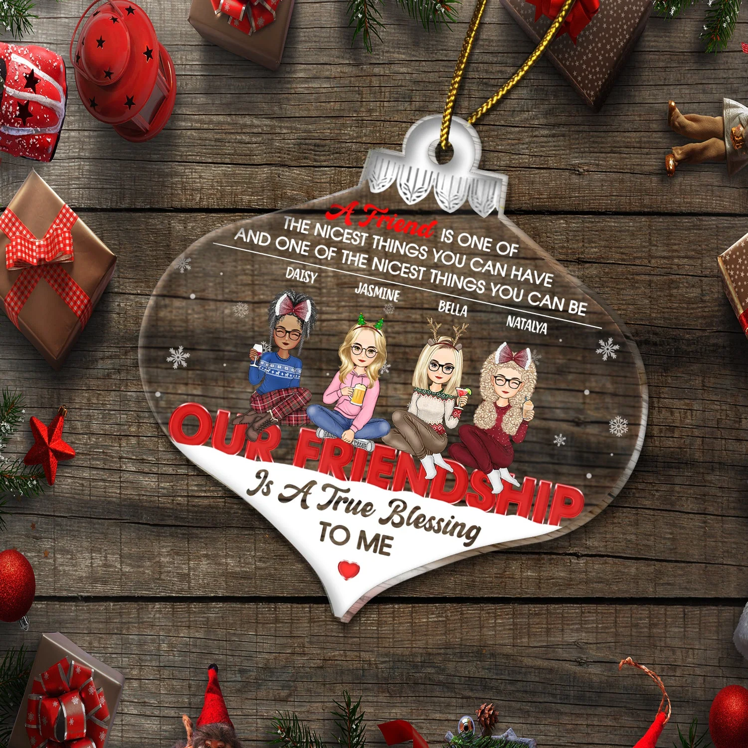 True Blessing To Me - Christmas Gift For Bestie - Personalized Custom Shaped Acrylic Ornament - Image 5