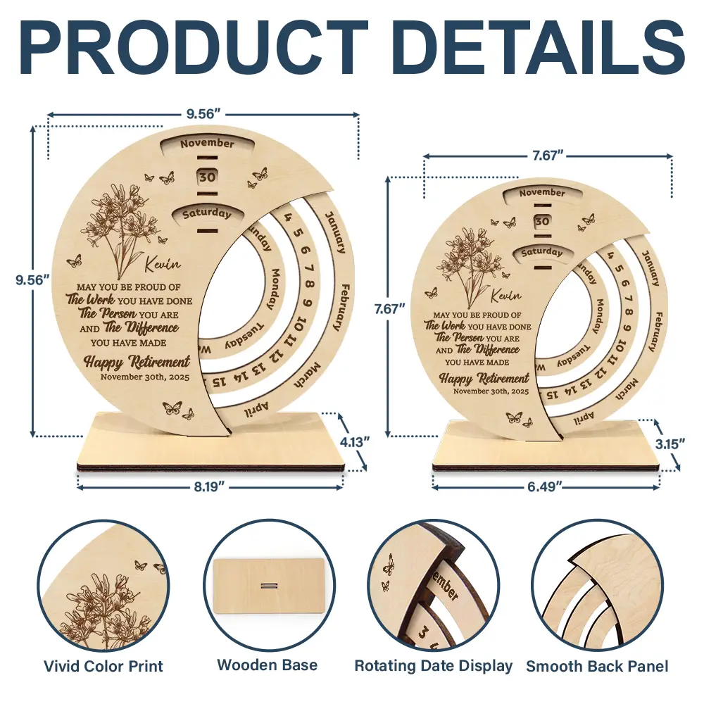 Truly Proud Of You Happy Retirement - Personalized Spinning Perpetual Desk Calendar - Image 5