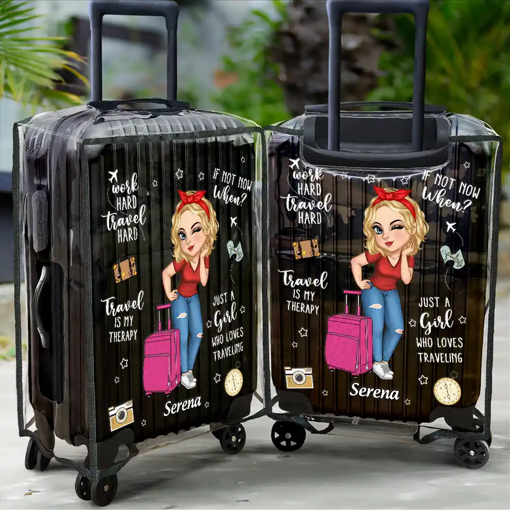 Turban Just A Girl Who Loves Traveling - Personalized Clear Luggage Cover - Image 2